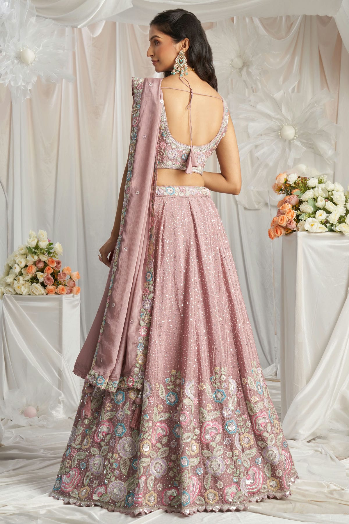 Pink Colour Chiffon Embroidery Lehenga Choli