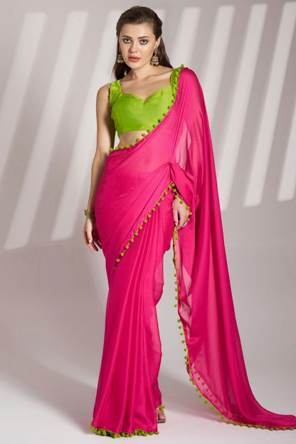 Pink-Colour-Chiffon-Saree-VSSD1112749