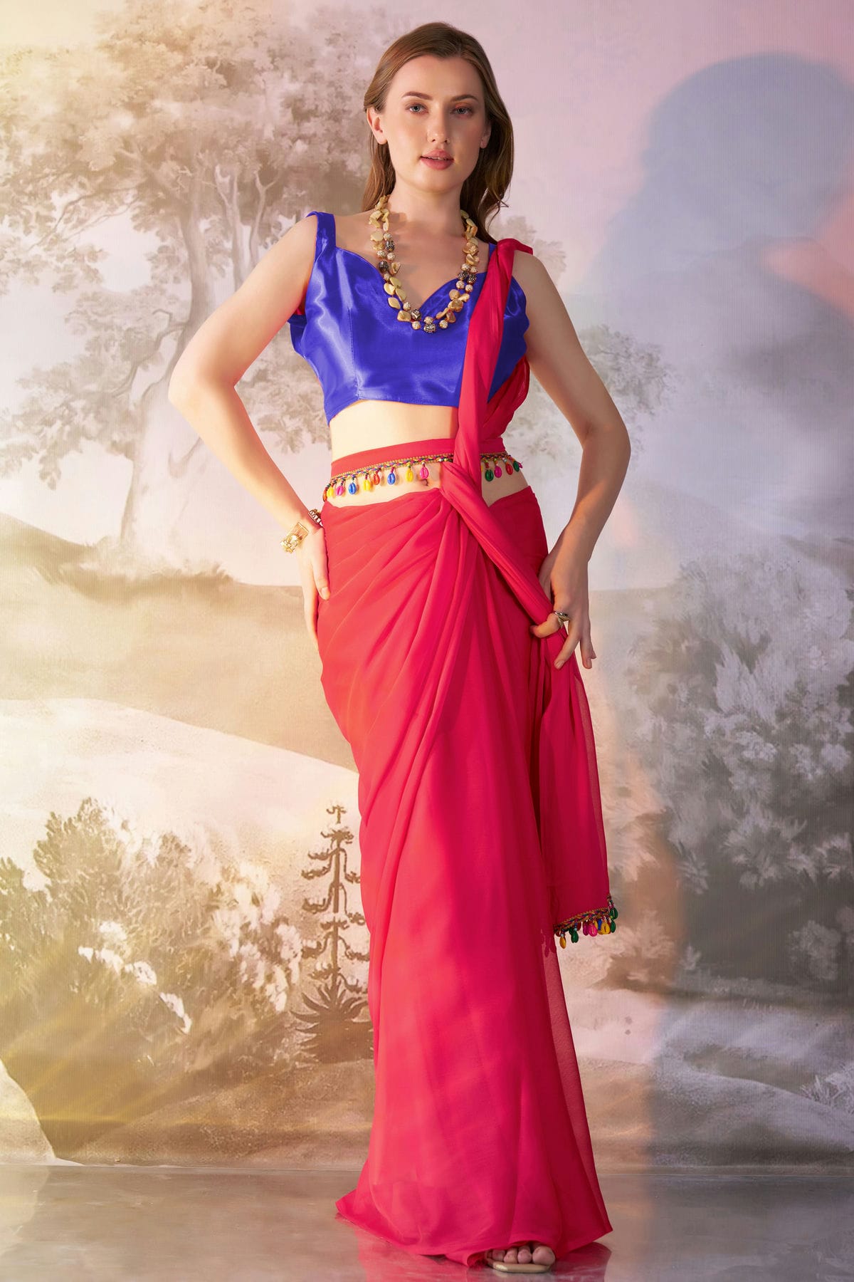 Pink-Colour-Chiffon-Saree-VSSD1112752