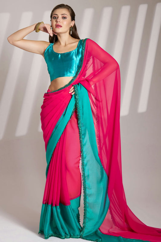 Pink-Colour-Chiffon-Saree-VSSD1112767