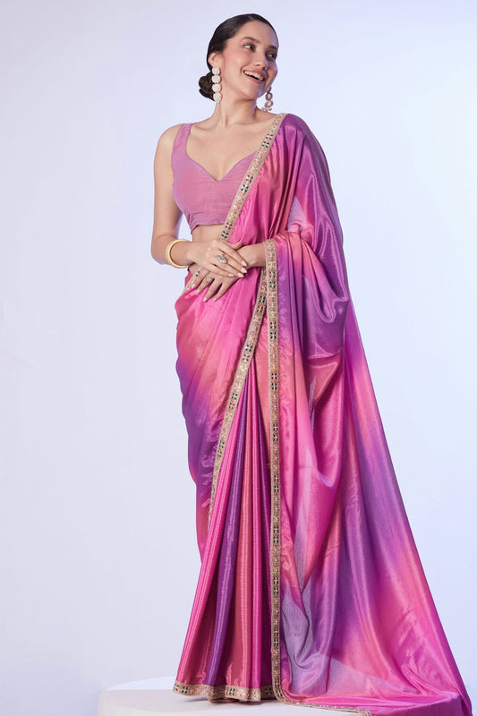 Pink-Colour-Chinon-Designer-Saree-VSSD1112606