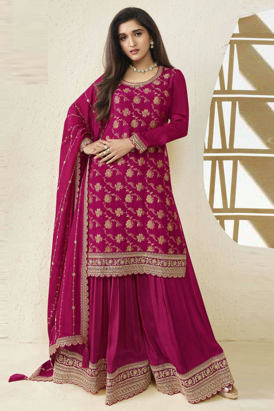 Pink Colour Chinon Sharara Suit