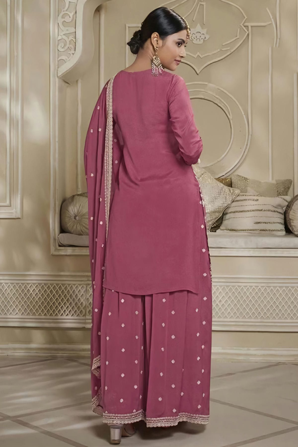 Pink Colour Chinon Sharara Suit