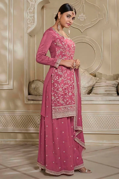 Pink Colour Chinon Sharara Suit