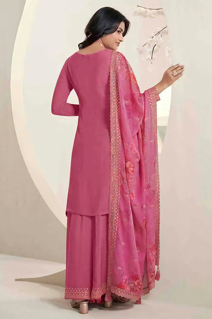 Pink Colour Chinon Sharara Suit VSSM1110723