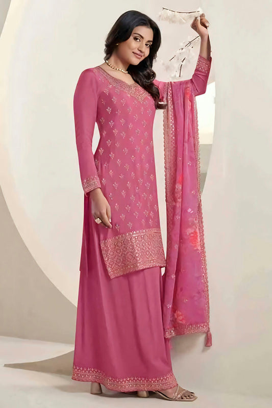 Pink Colour Chinon Sharara Suit