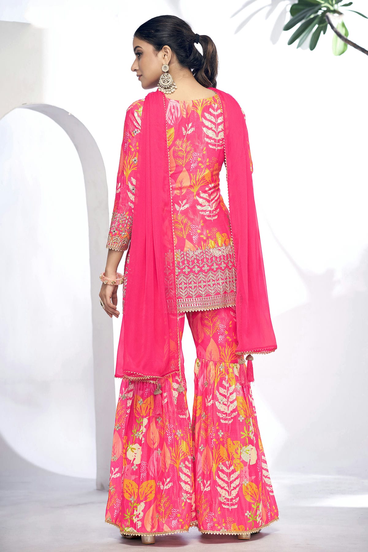 Pink Colour Chinon Sharara Suit