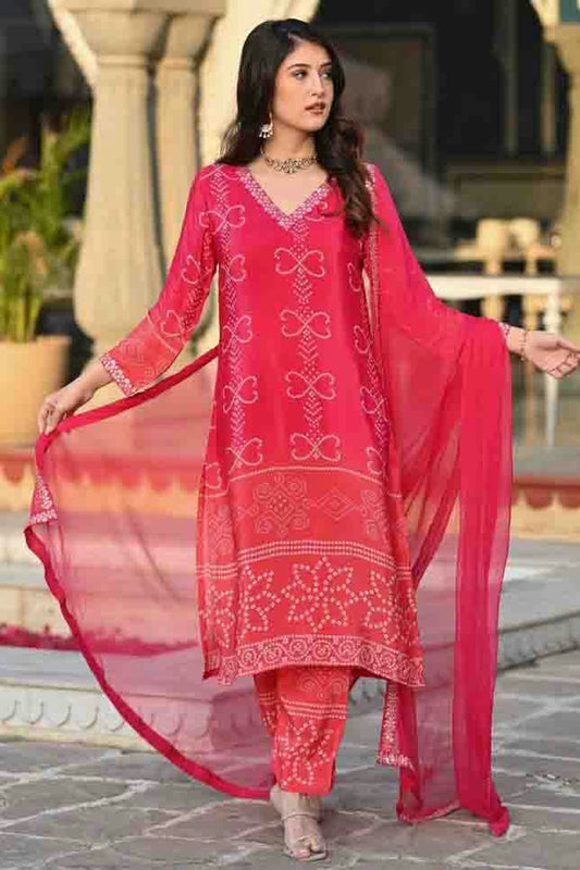 Pink Colour Chinon Silk Stitched Pant Style Suit VSSS1140747