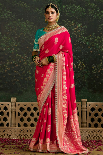 Pink Colour Dola Silk Designer Saree