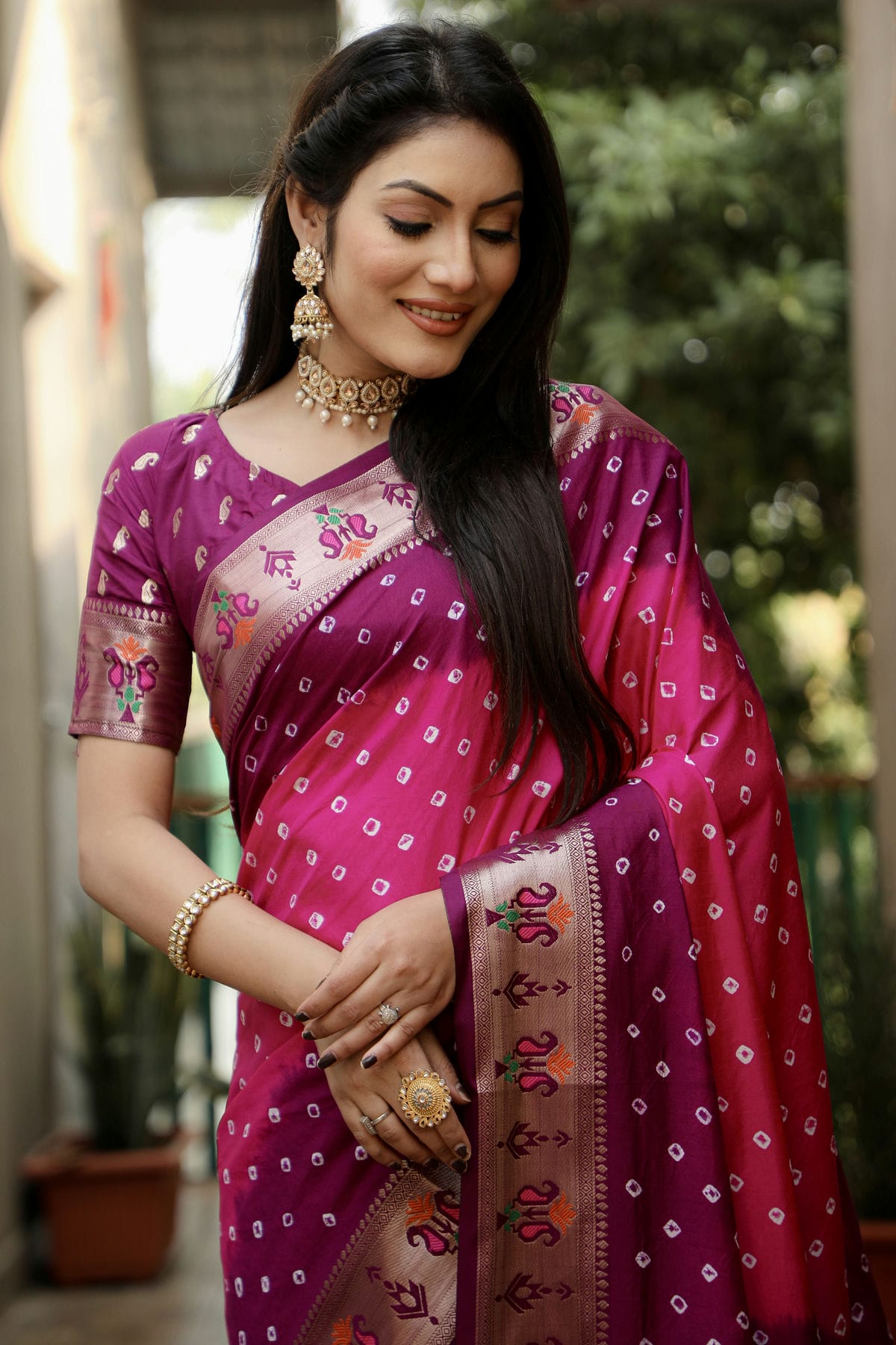 Pink Colour Dola Silk Paithani Saree