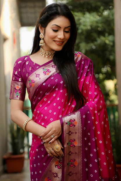 Pink Colour Dola Silk Paithani Saree