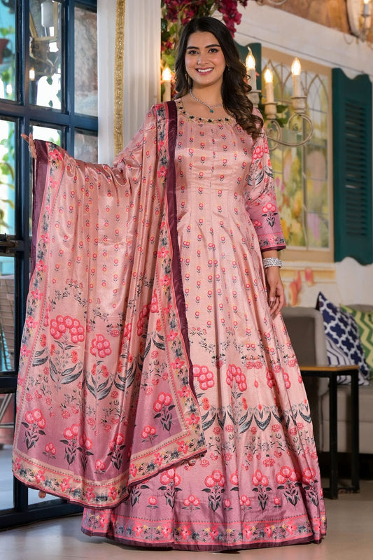 Pink Colour Dola Silk Stitched Gown VSGW1112323