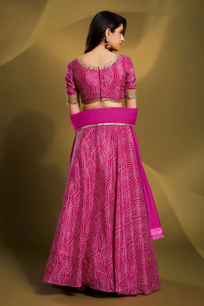 Pink Colour Embroidery Crepe Lehenga Choli