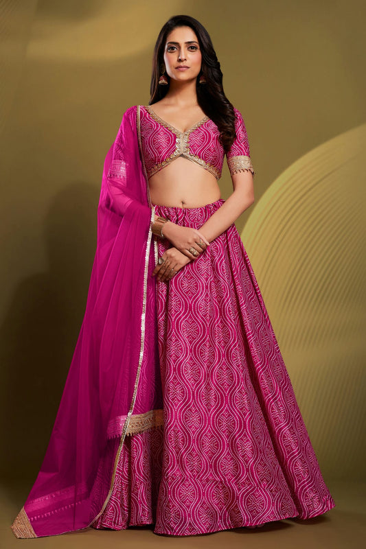 Pink Colour Embroidery Crepe Lehenga Choli