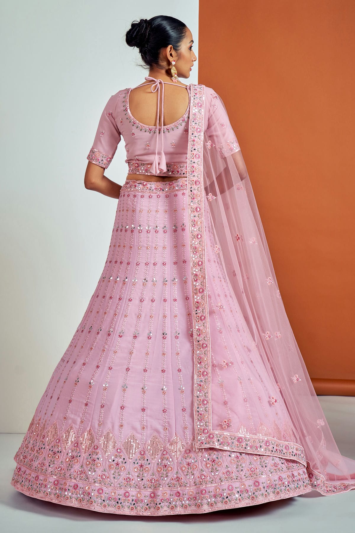 Pink Colour Embroidery Georgette Lehenga Choli