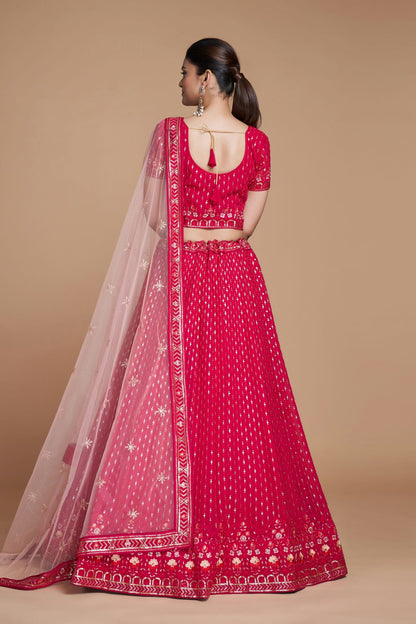 Pink Colour Embroidery Georgette Lehenga Choli