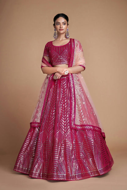 Pink Colour Embroidery Georgette Lehenga Choli