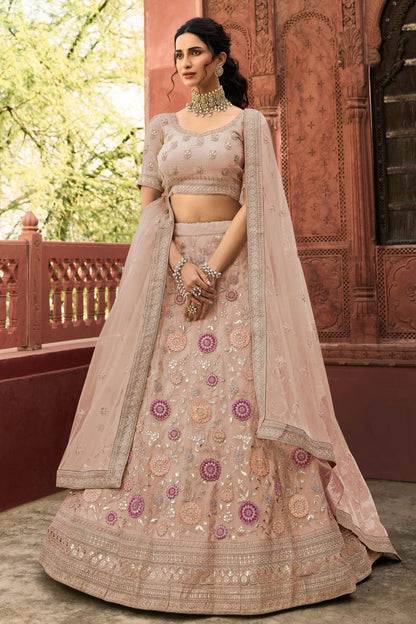 Pink Colour Embroidery Organza Lehenga Choli