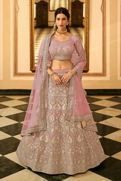 Pink Colour Embroidery Organza Lehenga Choli