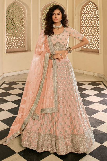 Pink Colour Embroidery Organza Lehenga Choli