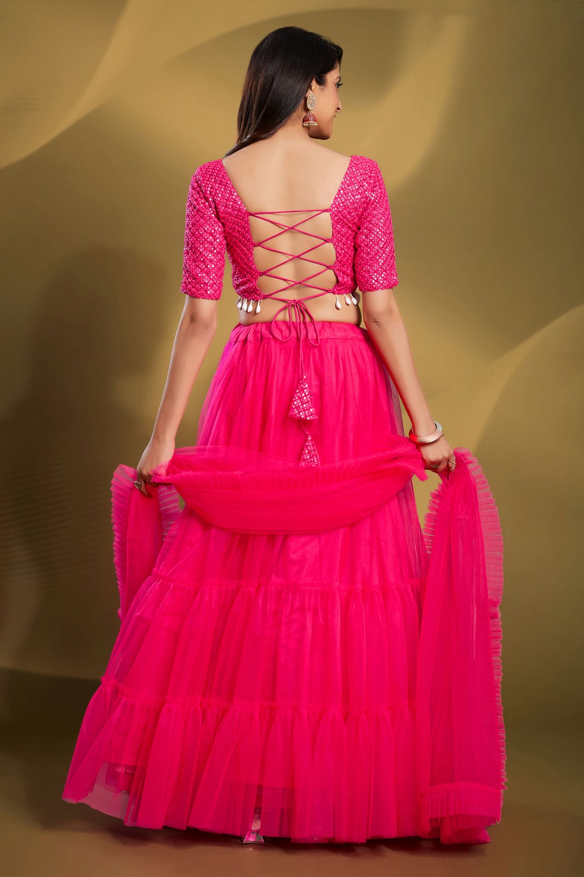 Pink Colour Embroidery Soft Net Lehenga Choli