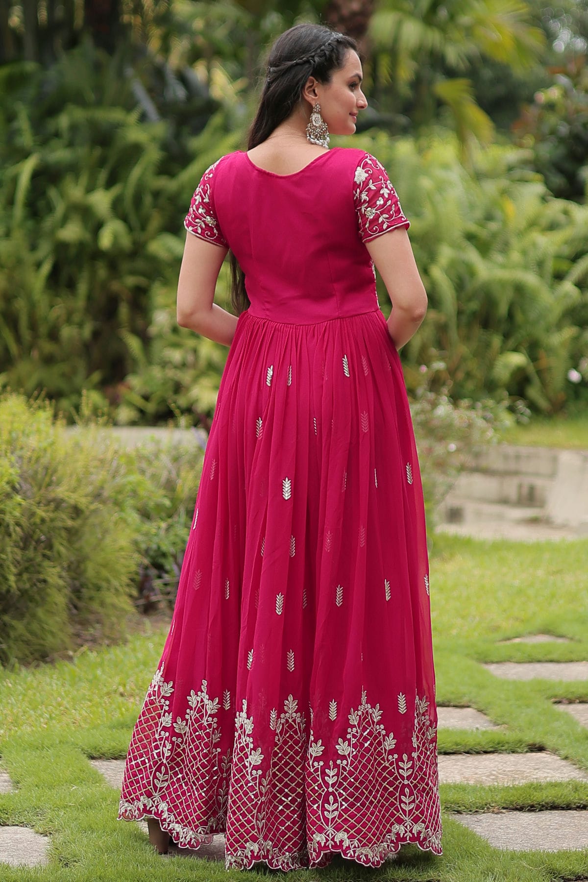 Pink Colour Faux Georgette Stitched Gown VSGW1112333