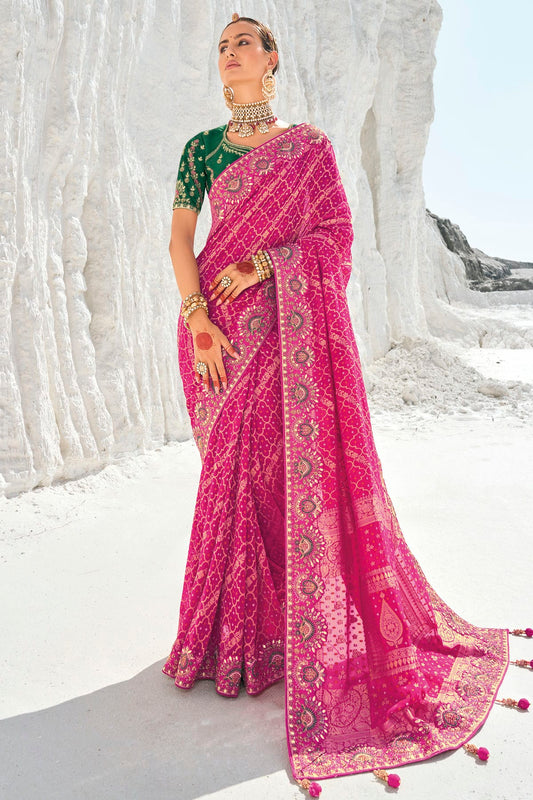 Pink Colour Georgette Designer Saree