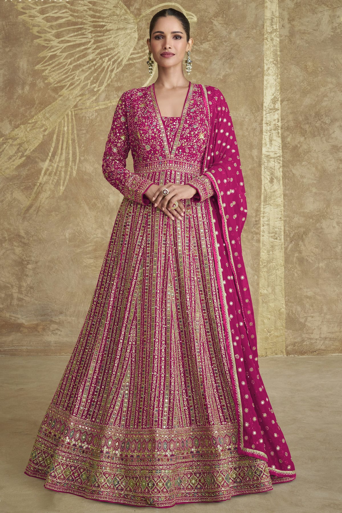 Pink Colour Georgette Gown