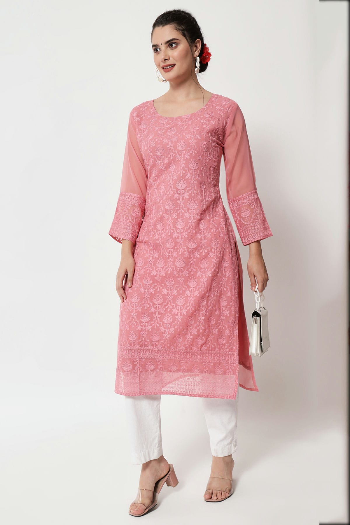 Pink Colour Georgette Kurti