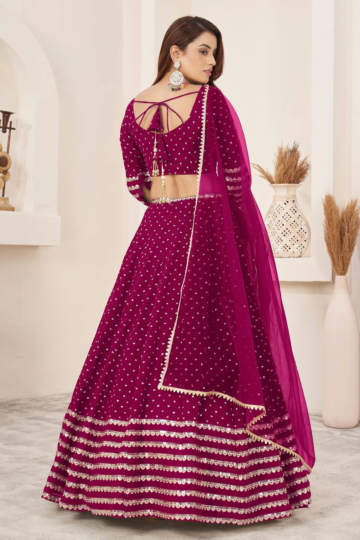 Pink Colour Georgette Lehenga Choli