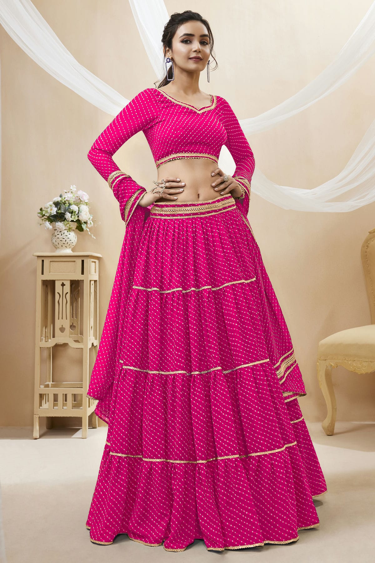 Pink Colour Georgette Lehenga Choli