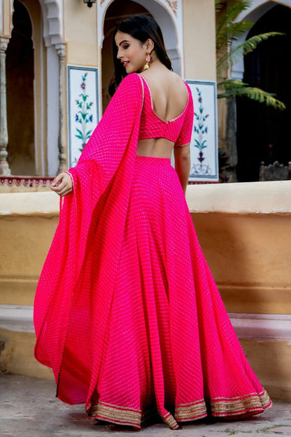 Pink Colour Georgette Lehenga Choli