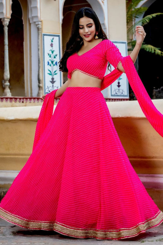 Pink Colour Georgette Lehenga Choli