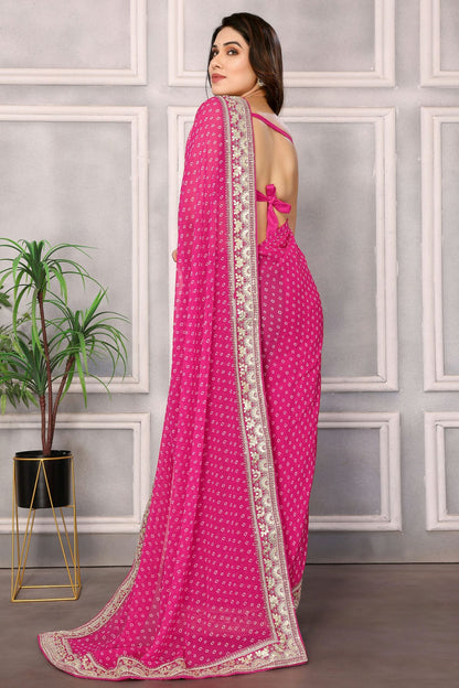 Pink Colour Georgette Saree