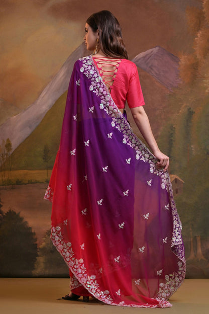 Pink Colour Georgette Saree