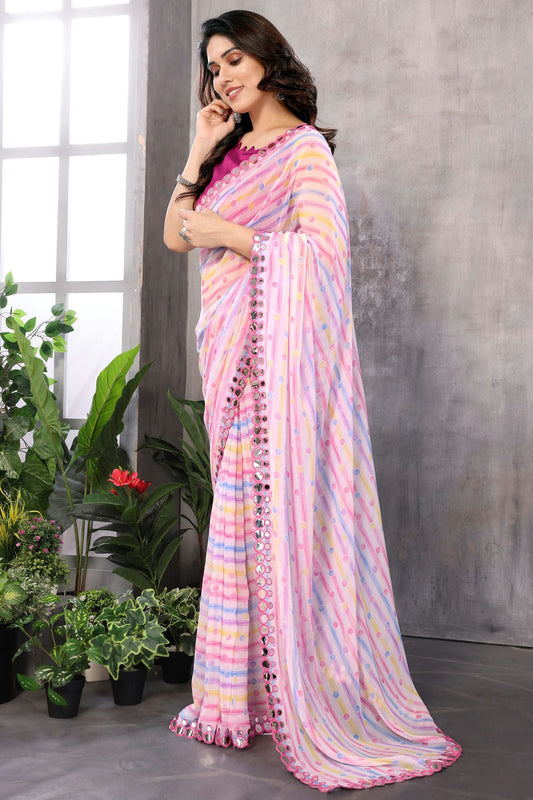 Pink Colour Georgette Saree