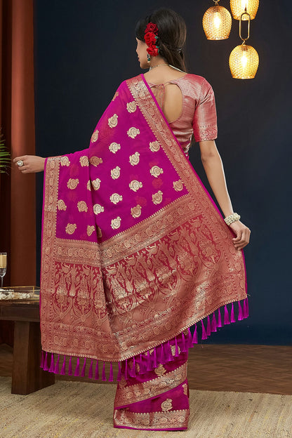 Pink Colour Georgette Traditional Saree