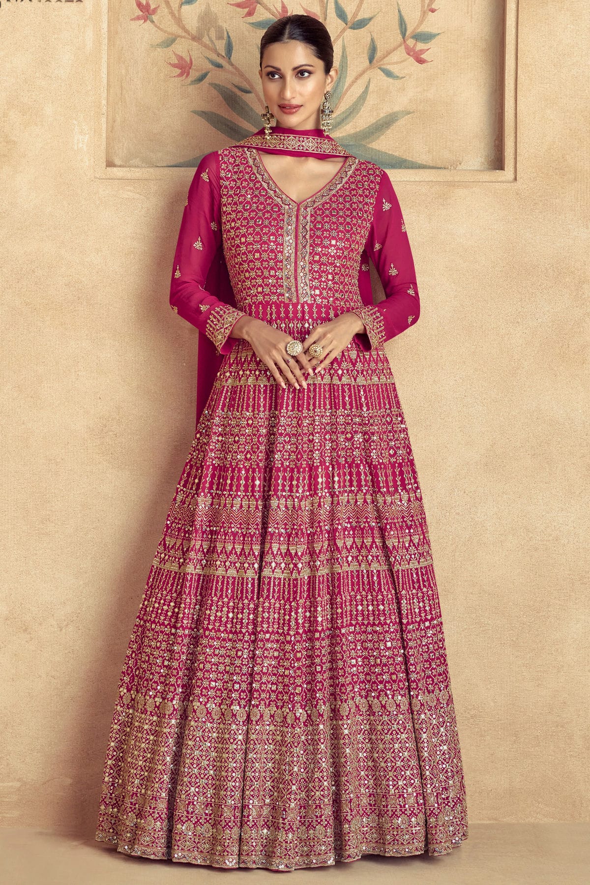 Pink Colour Gerogette Anarkali Suit