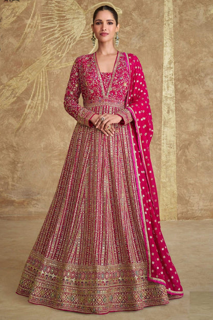 Pink Colour Gerogette Anarkali Suit