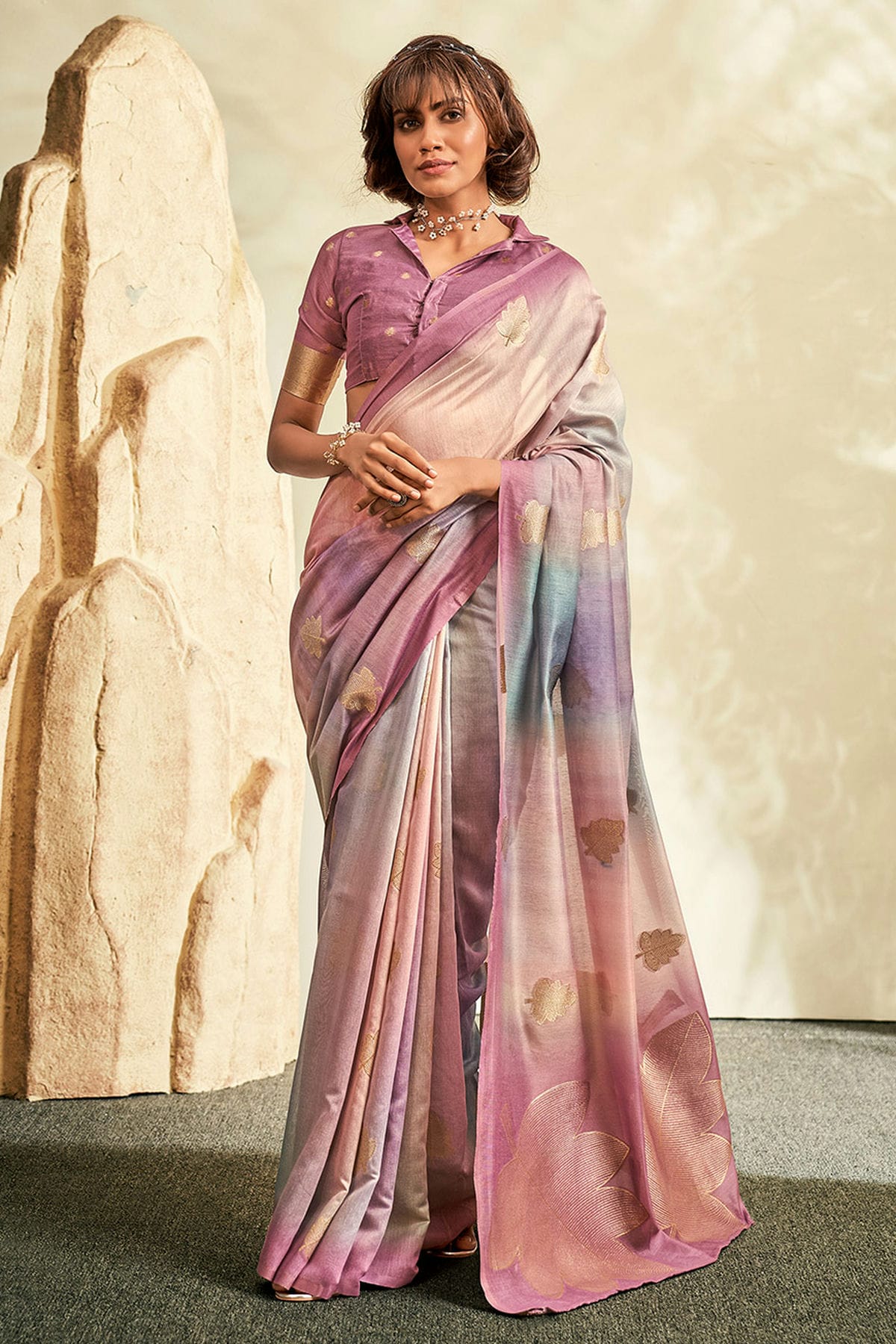 Pink Colour Handloom Khadi Saree