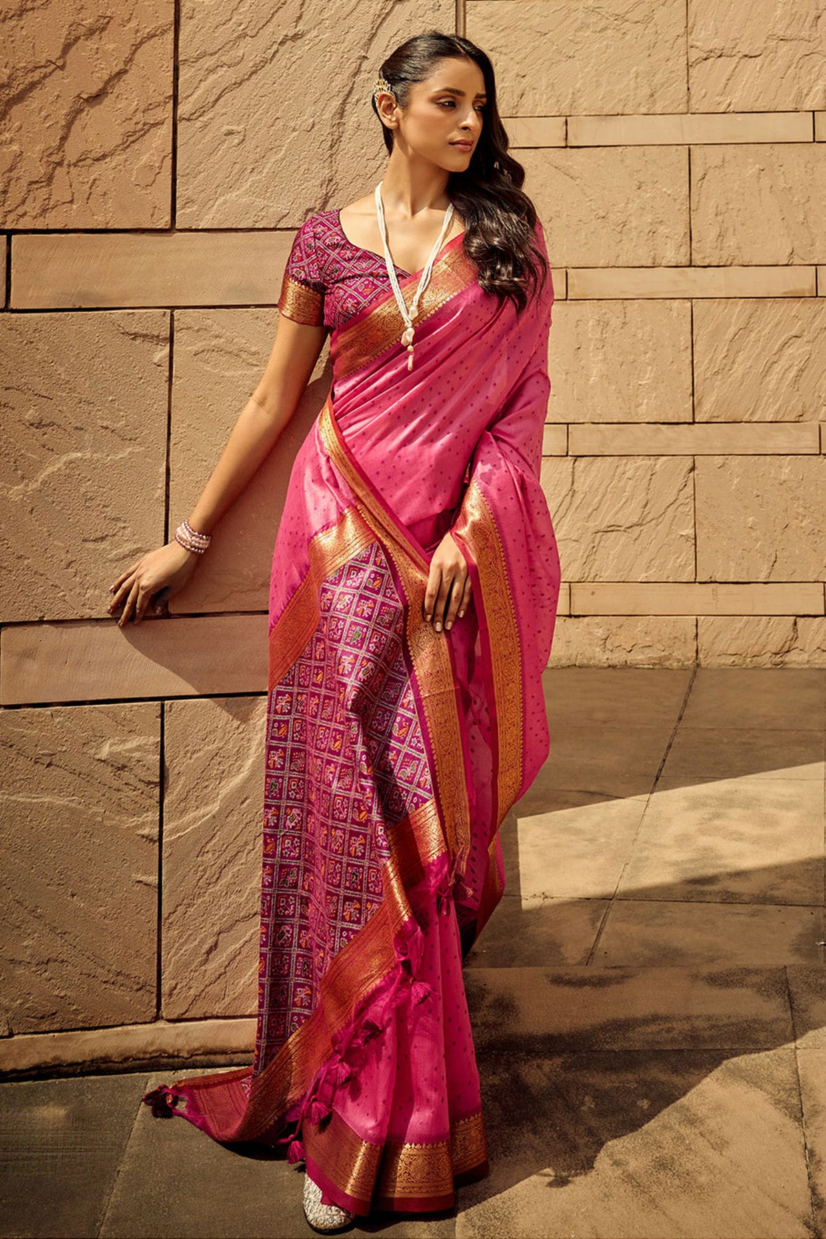 Pink Colour Handloom Silk Saree