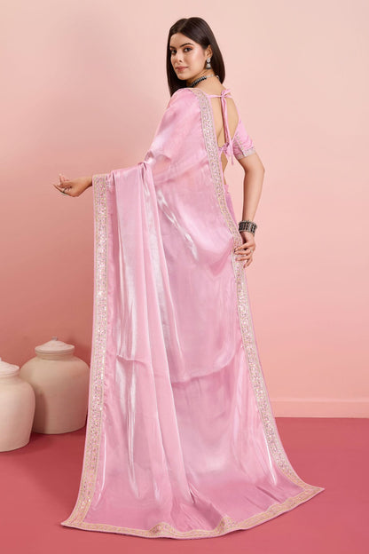 Pink Colour Jimmy Choo Saree