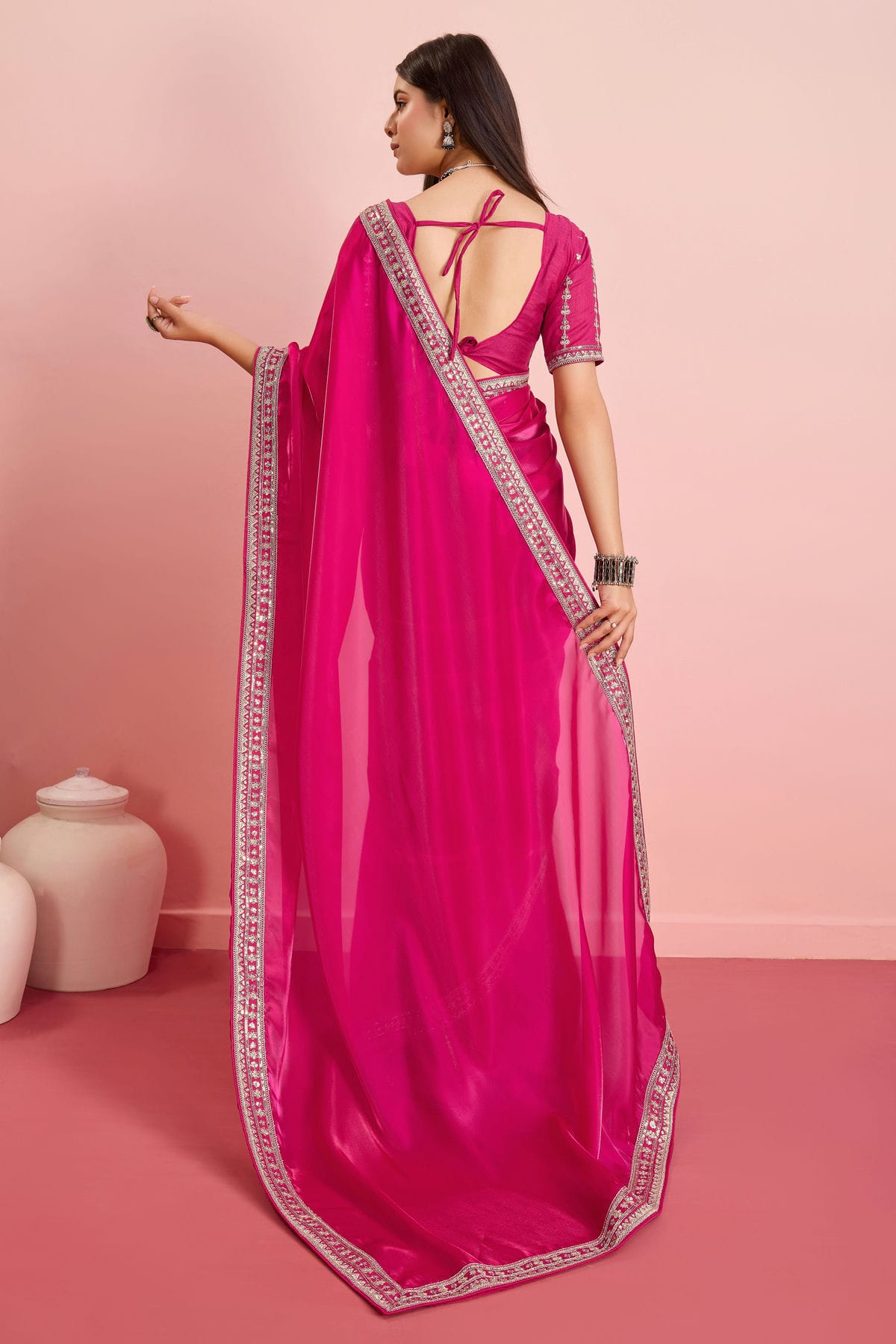 Pink Colour Jimmy Choo Saree