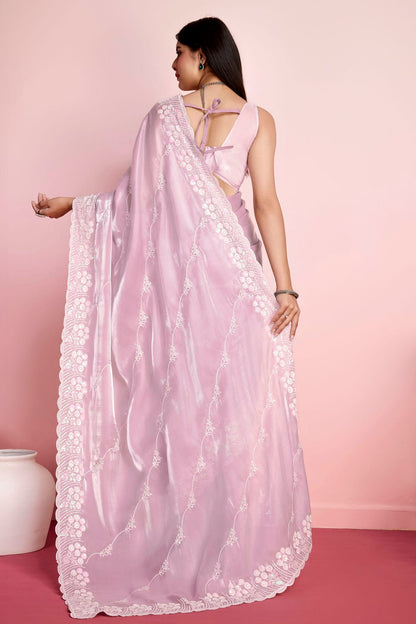 Pink Colour Jimmy Choo Saree