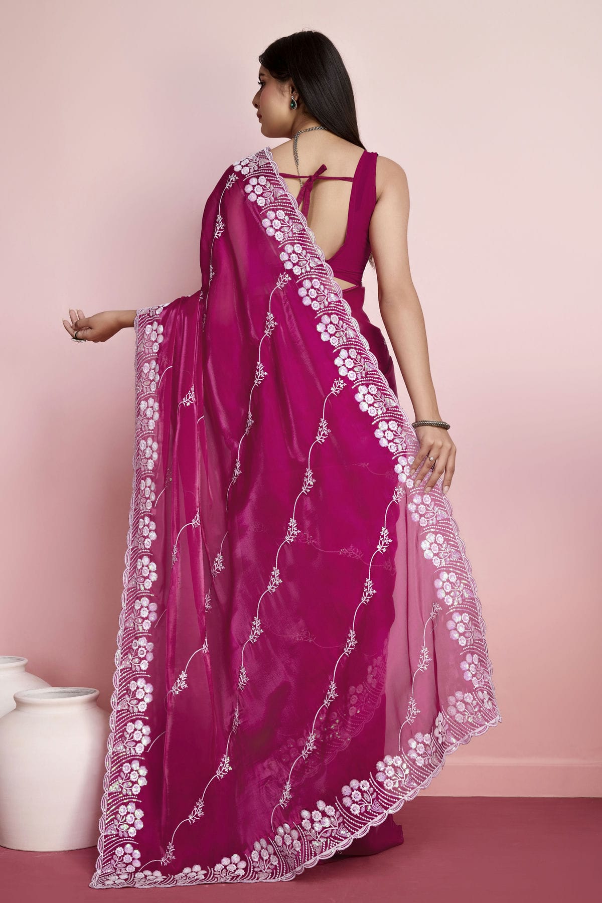 Pink Colour Jimmy Choo Saree