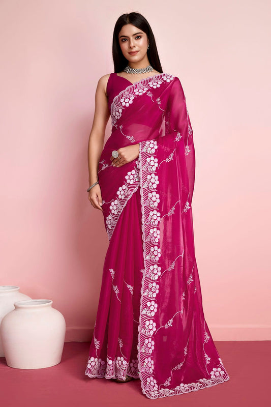 Pink Colour Jimmy Choo Saree