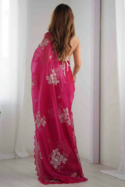 Pink Colour Jimmy choo Designer Saree