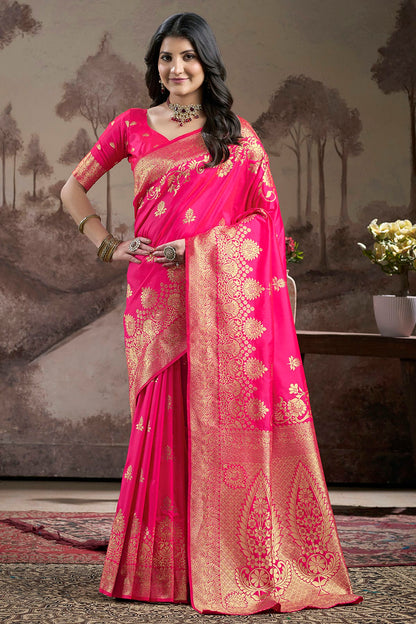 Pink Colour Lichi Silk Traditional Saree