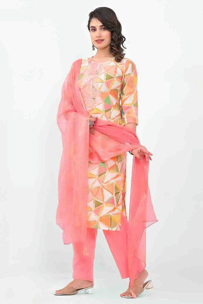 Pink Colour Muslin Stitched Pant Style Suit VSSS1140728