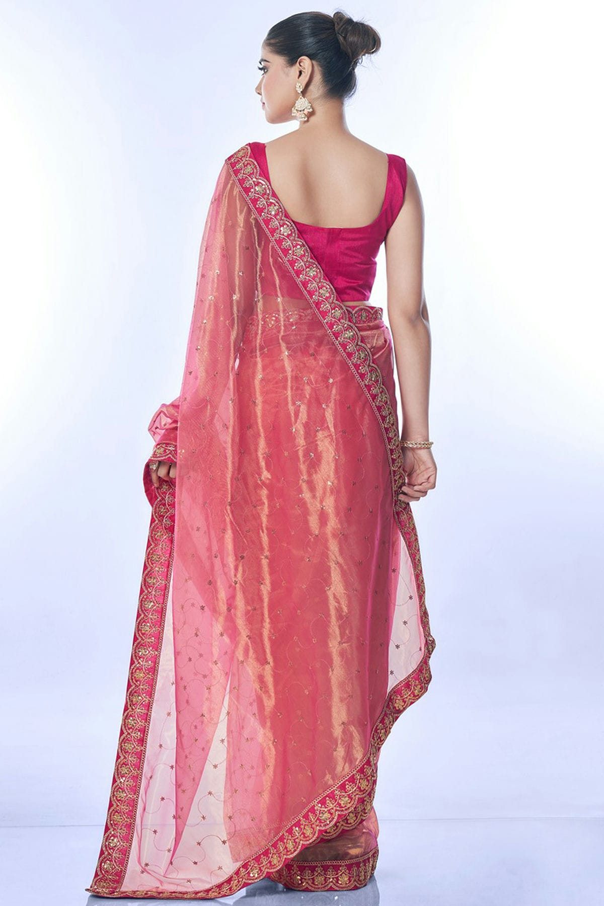 Pink Colour Net Designer Saree